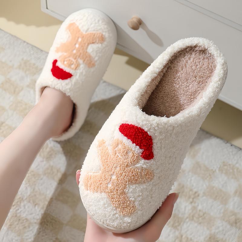 Cartoon Santa Face House Slippers Cute Plush Fuzzy Cushioned Slippers for IndoorOutdoor, New Trendy Cozy Fall BedroomMatching Slippers for Women Girl Footwear Shoe Walking Shoes