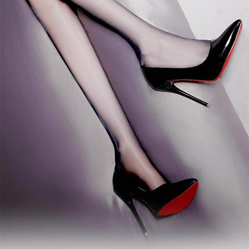 High Heels Bed Cannon Shoes Women's Stiletto Heel New Black and Red Background plus Size Pointed Toe Pumps