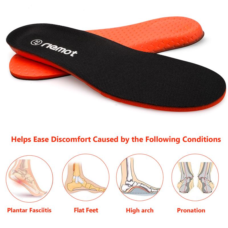 riemot Women's Men's PU Foam Shoe Insoles All-Day Comfort Sport Inserts Replacement Arch Support Cushioning Innersoles Fit in Sports Shoes Sneakers Work Boots and Walking Shoes