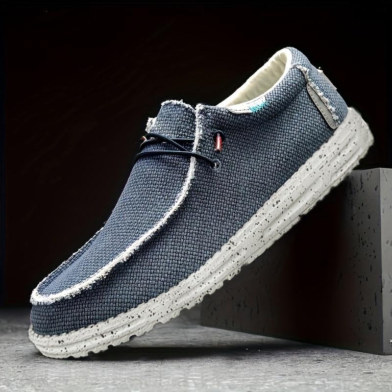 Plus Size Men's Slip-On Canvas Loafers, Breathable Non-Slip Casual Sneakers for Men's Outdoor Activities Footwear Shoe