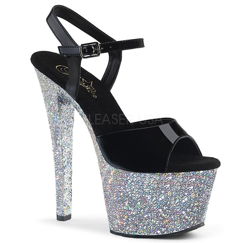 7 Inch Heel SKY-309LG Silver Glitter