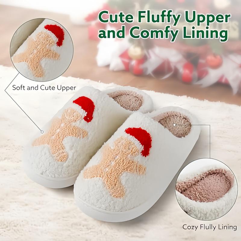 Cartoon Santa Face House Slippers Cute Plush Fuzzy Cushioned Slippers for IndoorOutdoor, New Trendy Cozy Fall BedroomMatching Slippers for Women Girl Footwear Shoe Walking Shoes