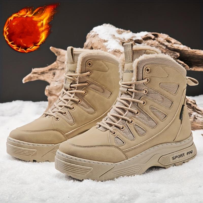 Men's Winter Snow Boots - Warm, Non-Slip, High-Top with Plush Lining for Outdoor & Casual Wear Boy Shoe