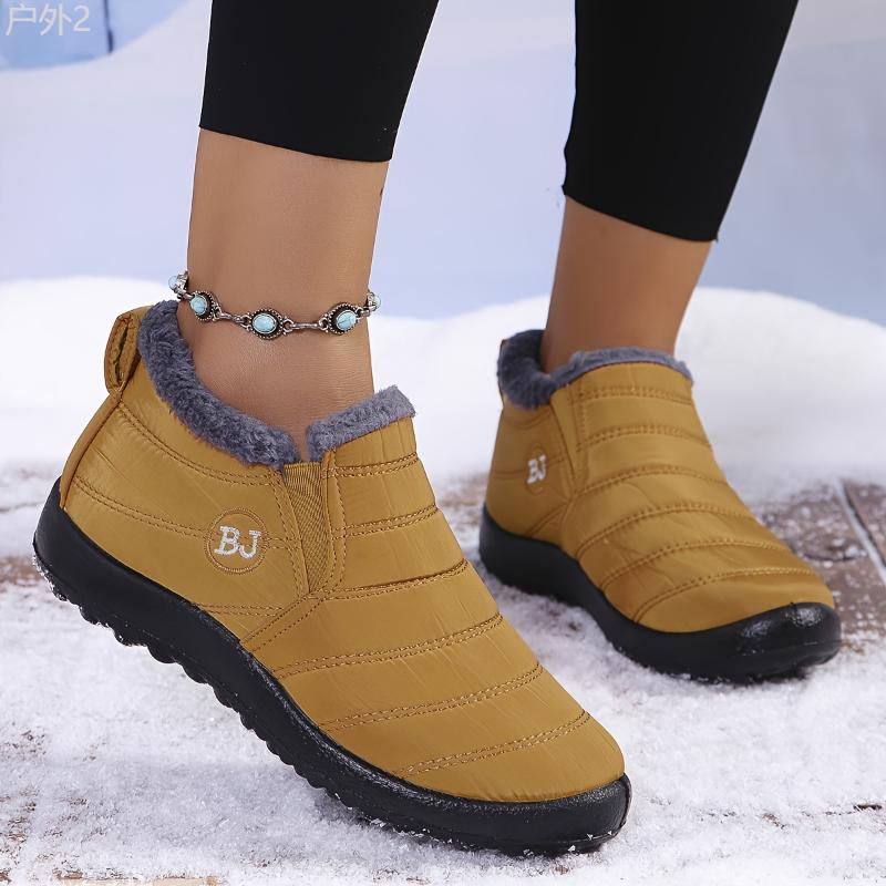 Men's Comfortable Solid Color Plus Fleece Ankle Boots, Non-slip Warm Slip On Boots For Winter