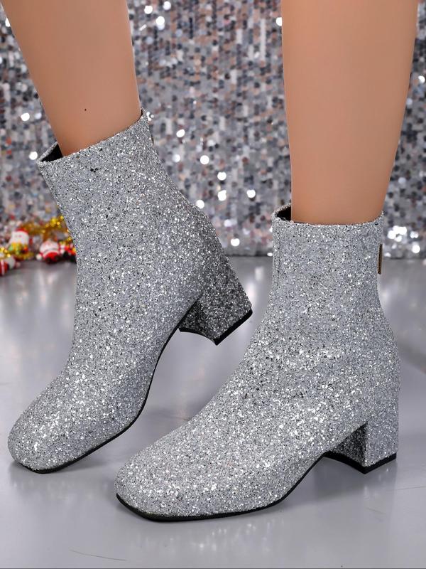 Women's Fashionable Glitter Sequin Design Boots, Casual Comfortable Boots for Outdoor Activities, Trendy All-match Boots for Daily Wear