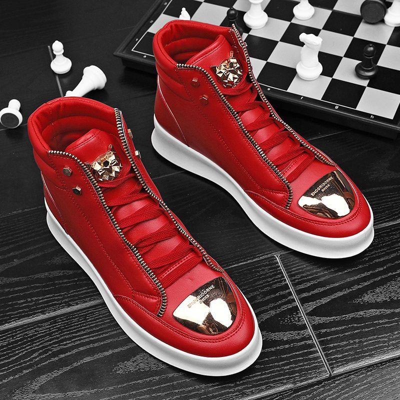 European Station Men's Shoes Spring High-Top Shoes Men's Korean-Style Trendy All-Match Trendy Men's Inner Height Increasing Board Shoes Men's White Shoes Runner Sports Shoes