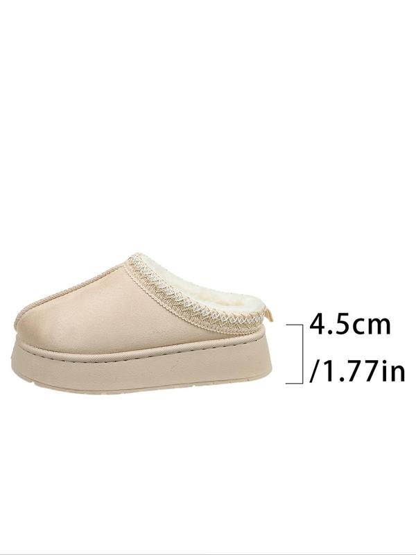 Women's Solid Color Fashionable Slippers, Casual Comfortable Home Slippers, Fluffy Warm Slippers for Indoor & Outdoor Wear