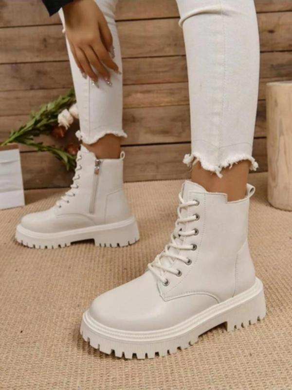 Women's Fashionable Solid Color Zipper Design Boots, Casual Comfortable Mid-calf Boots for Fall & Winter, Female All-match Trendy Shoes for Daily Wear