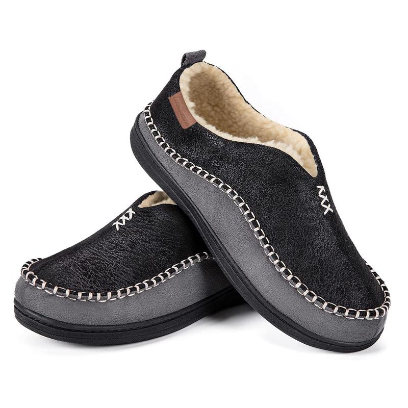 EverFoams Men's Moccasin Slippers – Classic Stylish Footwear with Soft Memory Foam, Comfortable Rubber Sole, and Cozy Fuzzy Sherpa Lining, Perfect for Winter and an Ideal Christmas Gift!