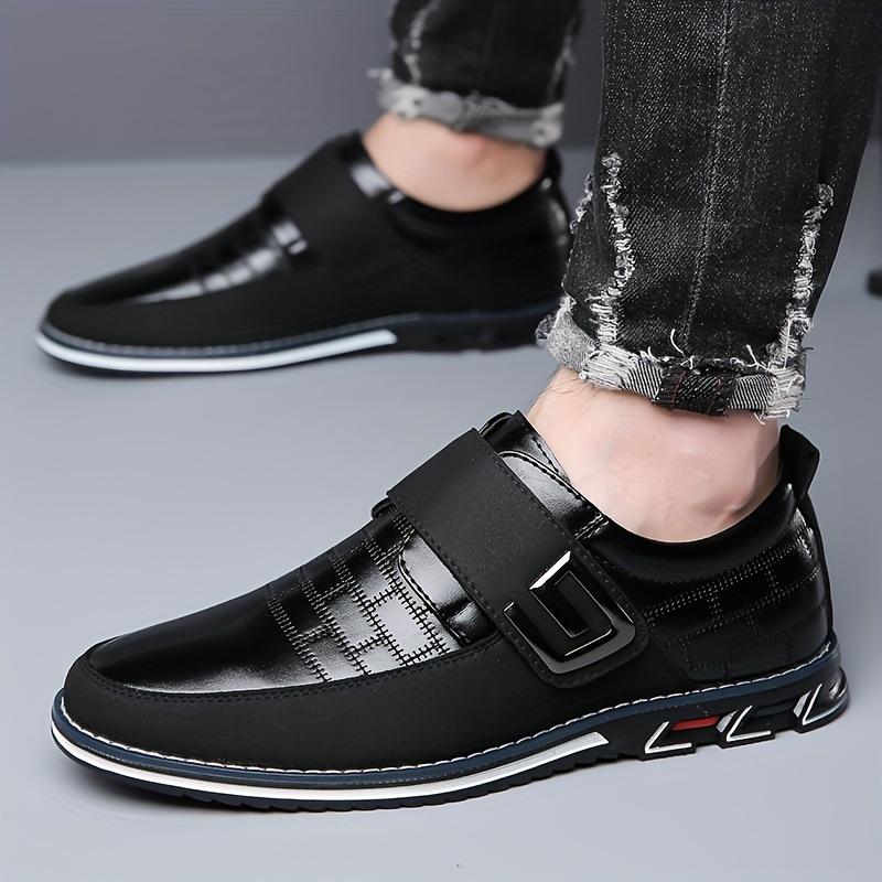 Men's Formal Dress Loafers with Hooks Buckle, Business Formal Work Shoes, Casual Walking Shoes Men's Suit Wearing Shoes