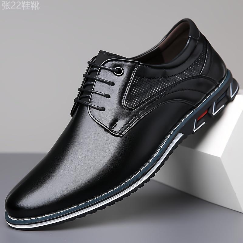 Mens Classic Dress Shoes - Durable & Slip-resistant with Premium PU Leather - Stylish Lace-up for Business & Office - Ideal Formal Wear Boy Walking Shoes Footwear Closed Rubber Comfort