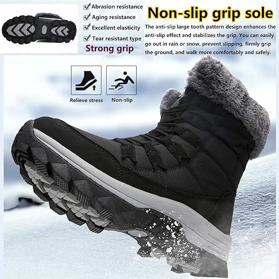 Womens Winter Fur Lined Waterproof Snow Boots Outdoor Ankle Boots Ladies Warm Shoes