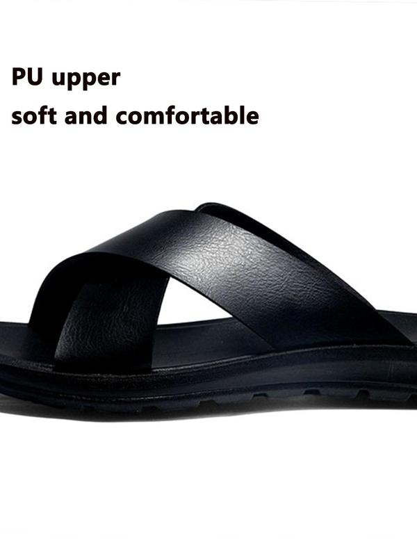 Men's Casual Fashion Plain Criss Cross Design Slippers for Summer, Lightweight Comfortable Walking Shoes for Vacation Beach, Non-slip Slippers for Indoor & Outdoor Wear