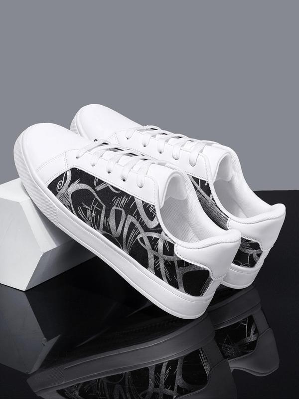 Men's Fashionable Patchwork Design Lace Up Sneakers, Casual Comfortable Breathable Sports Shoes, Male All-match Round Toe Shoes for Daily Wear