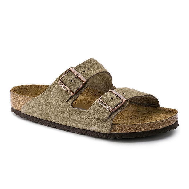 2024 New Birkenstock Cork Bottom Sandals for Men and Women – Genuine Leather Double-Breasted Flip Flops, Retro Style Birkenstock