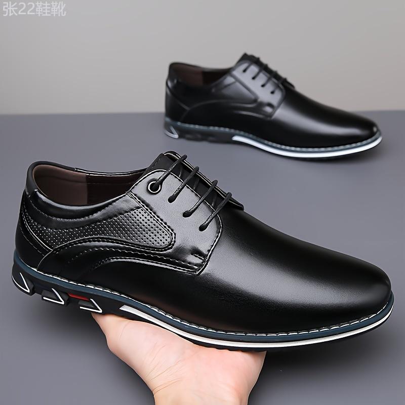 Mens Classic Dress Shoes - Durable & Slip-resistant with Premium PU Leather - Stylish Lace-up for Business & Office - Ideal Formal Wear Boy Walking Shoes Footwear Closed Rubber Comfort