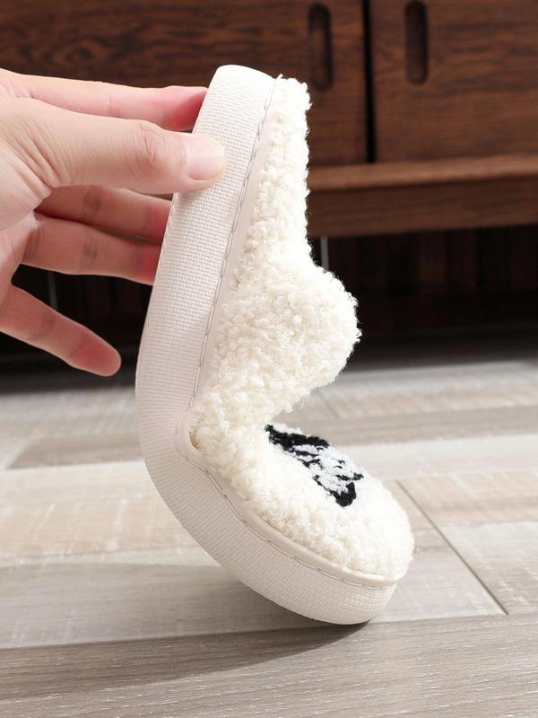 Women's Cute Cartoon Dog Pattern Plush Slippers, Casual Soft Comfortable Home Slippers for Fall & Winter, Fluffy House Shoes, Warm Slippers for Indoor and Outdoor