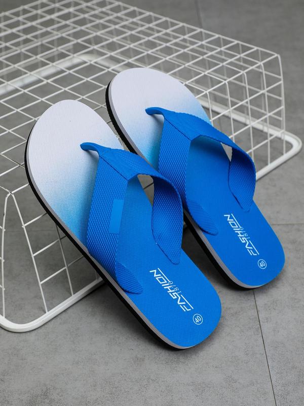 Men's Letters Print Flip Flops, 1 Pair Casual Soft Non-slip EVA Bath Slippers, Fashionable Slippers for Indoor & Outdoor Wear, Suitable for Beach Vacation & Bathroom Daily Use