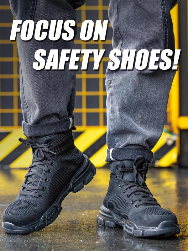 Men's Anti-smash and Anti-puncture Breathable Lightweight Safety Shoes, Casual Comfortable Work Shoes, Fashionable Shoes for Daily Wear