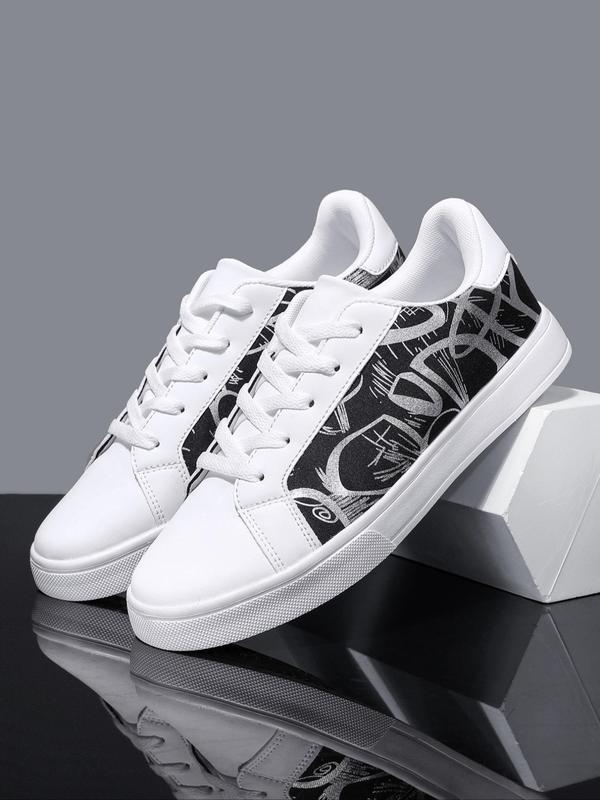 Men's Fashionable Patchwork Design Lace Up Sneakers, Casual Comfortable Breathable Sports Shoes, Male All-match Round Toe Shoes for Daily Wear