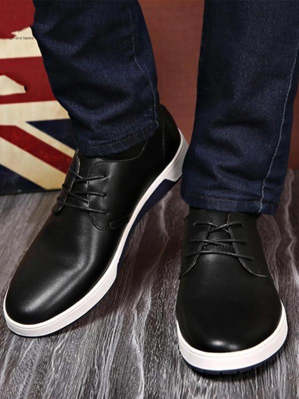 1 Pair Men's Formal Simple Style Plain Color Dress Shoes, Lightweight Round Toe Business Oxford Shoes,  Casual Dress Shoes For Work & Daily