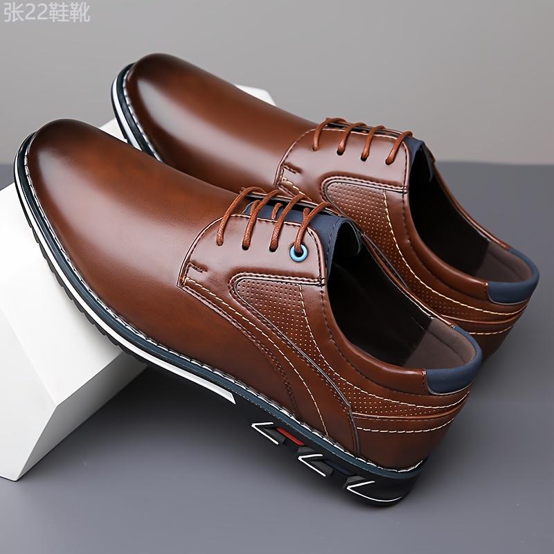 Mens Classic Dress Shoes - Durable & Slip-resistant with Premium PU Leather - Stylish Lace-up for Business & Office - Ideal Formal Wear Boy Walking Shoes Footwear Closed Rubber Comfort