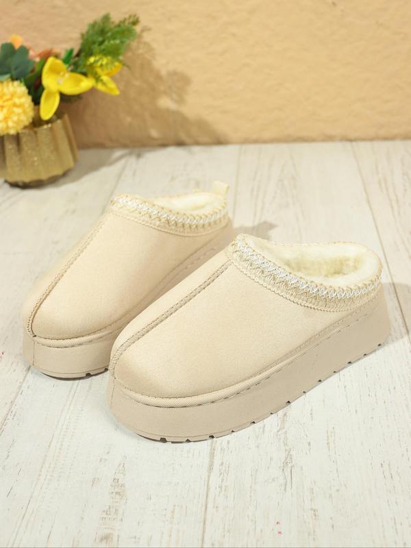 Women's Solid Color Fashionable Slippers, Casual Comfortable Home Slippers, Fluffy Warm Slippers for Indoor & Outdoor Wear