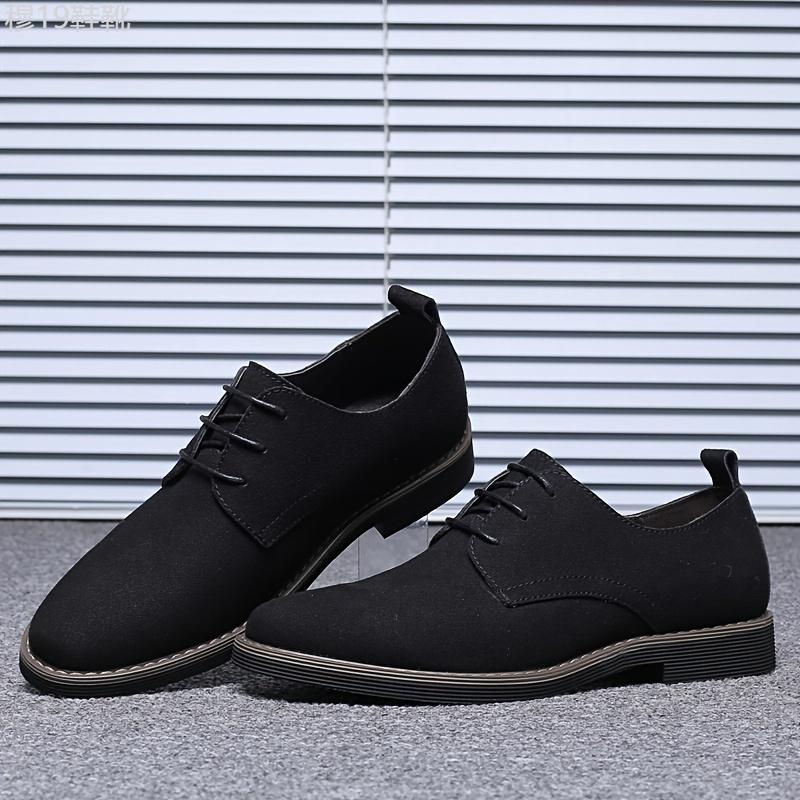 Men's Faux Suede Derby Shoes, Lace-up Front Dress Shoes For Men, Business Formal Wedding Black Tie Optional Events