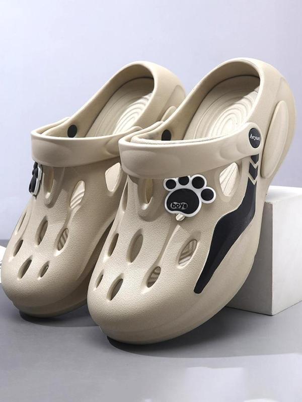 Men's Colorblock Paw Design Vented Clogs, Casual Comfortable Breathable Non-slip Clogs, Fashionable Shoes for Indoor & Outdoor Wear