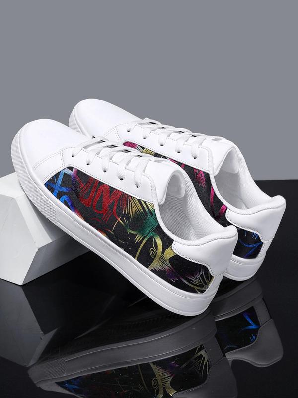 Men's Fashionable Patchwork Design Lace Up Sneakers, Casual Comfortable Breathable Sports Shoes, Male All-match Round Toe Shoes for Daily Wear