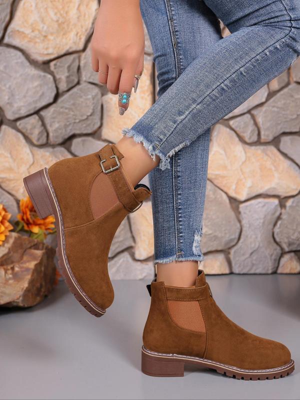 Women's Fashionable Solid Color Ankle Boots, Casual Comfortable Round Toe Boots for Daily Wear, Female All-match Trendy Shoes for Fall & Winter