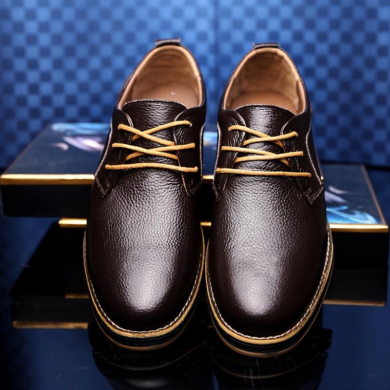 Men's Split Leather Casual Shoes, Breathable Anti-skid Lace-up Shoes For Business Office comfortable shoes