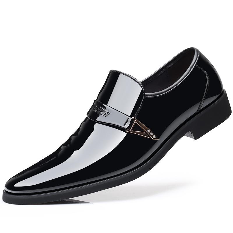 Fall New Men's Leather Shoes Bright Leather Business Casual Slip-on Loafers Hair Stylist Fashion Shoes