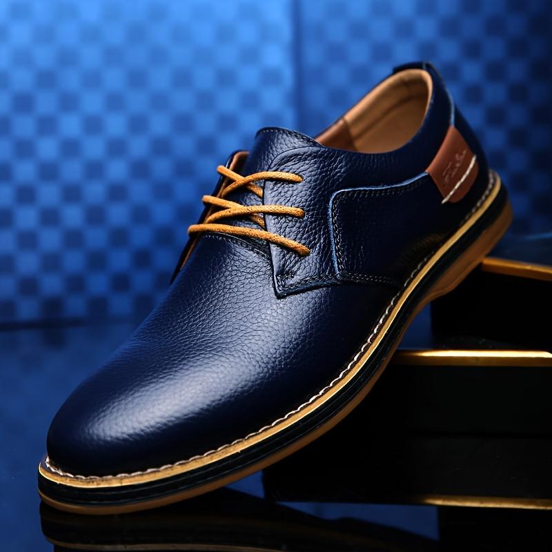 Men's Split Leather Casual Shoes, Breathable Anti-skid Lace-up Shoes For Business Office comfortable shoes