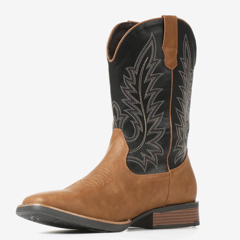 Cowboy Boots For Men Western Mens Cowboy Boots Mid Calf Square Toe Pull on Old West Style Shoes Western Style