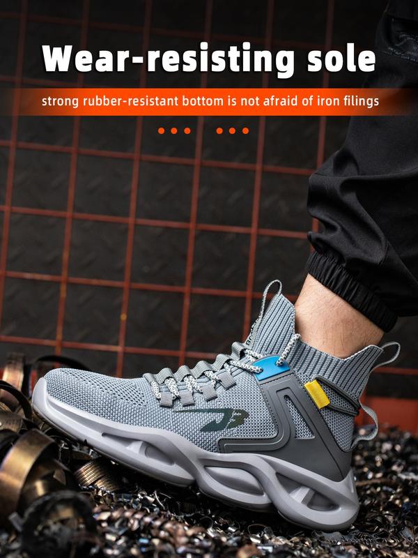 Men's Safety Shoes, Lightweight Fashionable Anti-smashing and Anti-piercing Work Shoes, Breathable Comfortable Sports Shoes for Daily Wear