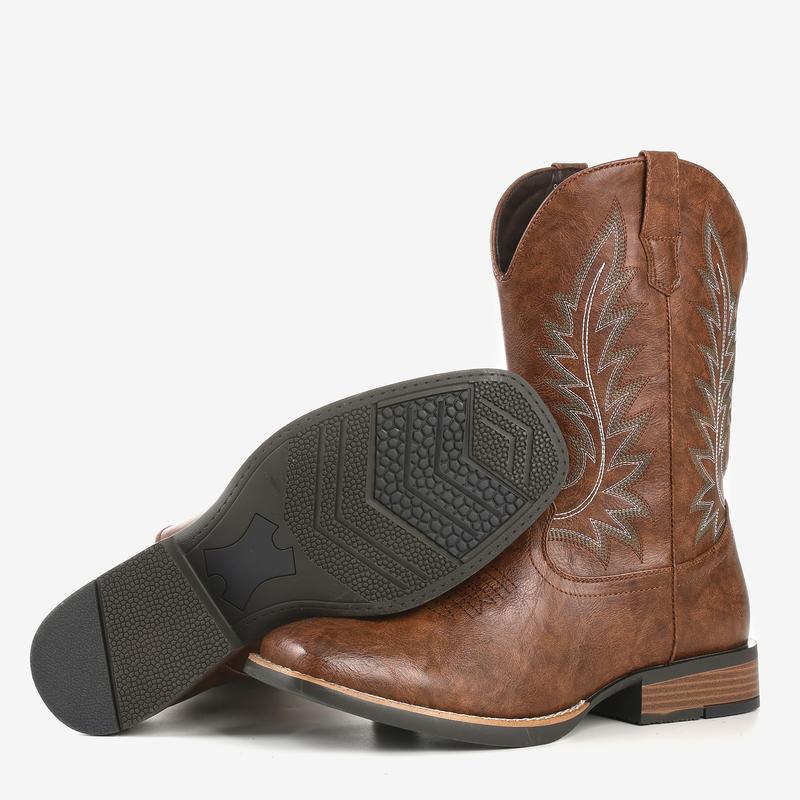 Cowboy Boots For Men Western Mens Cowboy Boots Mid Calf Square Toe Pull on Old West Style Shoes Western Style