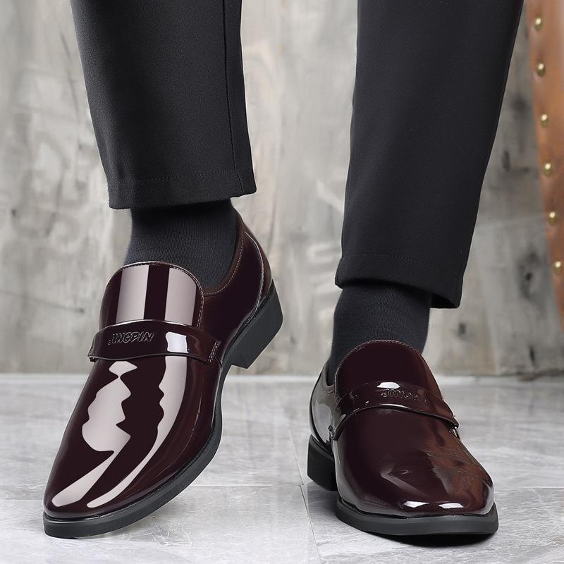 Fall New Men's Leather Shoes Bright Leather Business Casual Slip-on Loafers Hair Stylist Fashion Shoes