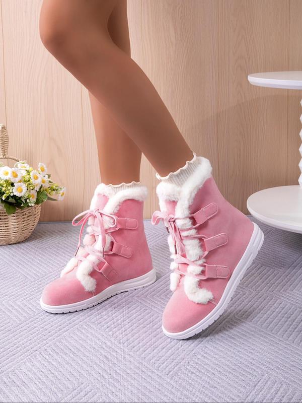 Women's Solid Color Fluffy Snow Boots, Casual Comfortable Warm Boots for Holiday Gift Fall & Winter, Female All-match Trendy Sports Shoes for Daily Wear