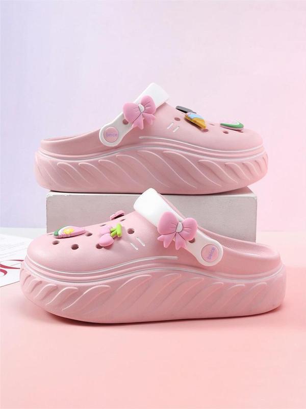 Women's Cute Cartoon Fruit Theme Charm Design Platform Clogs, Casual Comfortable Hollow Out Design Walking Shoes, Non-slip Soft Sole Clogs for Summer, Footwear