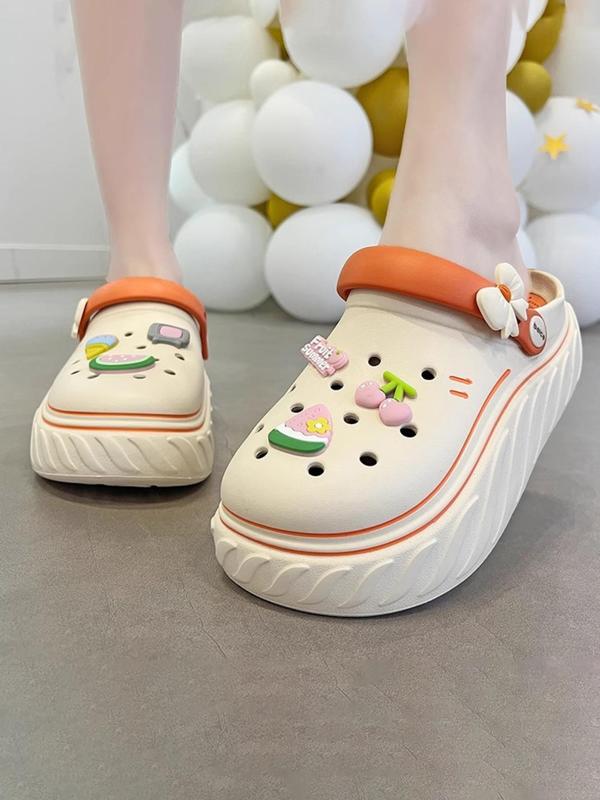 Women's Cute Cartoon Fruit Theme Charm Design Platform Clogs, Casual Comfortable Hollow Out Design Walking Shoes, Non-slip Soft Sole Clogs for Summer, Footwear