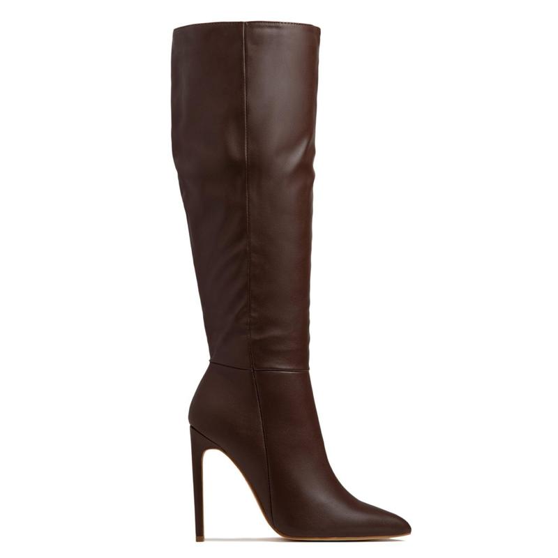 Tyrah Up To The Knee Heel Boots - Mocha