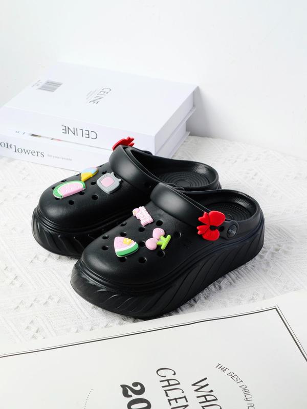 Women's Cute Cartoon Fruit Theme Charm Design Platform Clogs, Casual Comfortable Hollow Out Design Walking Shoes, Non-slip Soft Sole Clogs for Summer, Footwear