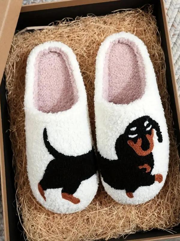 Women's Halloween Themed Ghost Pattern Fluffy Slippers for Gift, Thick Sole Plush House Slippers for Women, Casual Soft Comfortable Home Slippers, Warm Shoe for Indoor & Outdoor Use for Fall & Winter, Birthday Gifts