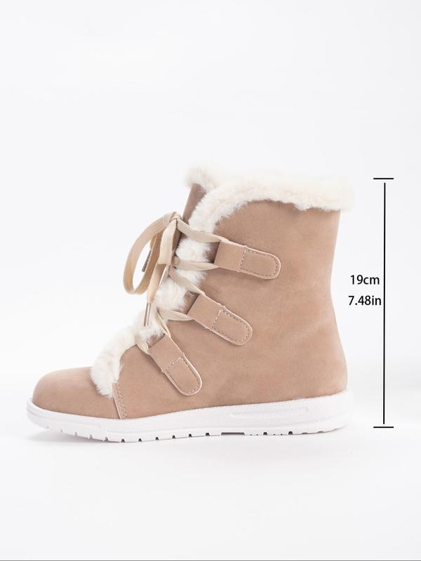 Women's Solid Color Fluffy Snow Boots, Casual Comfortable Warm Boots for Holiday Gift Fall & Winter, Female All-match Trendy Sports Shoes for Daily Wear