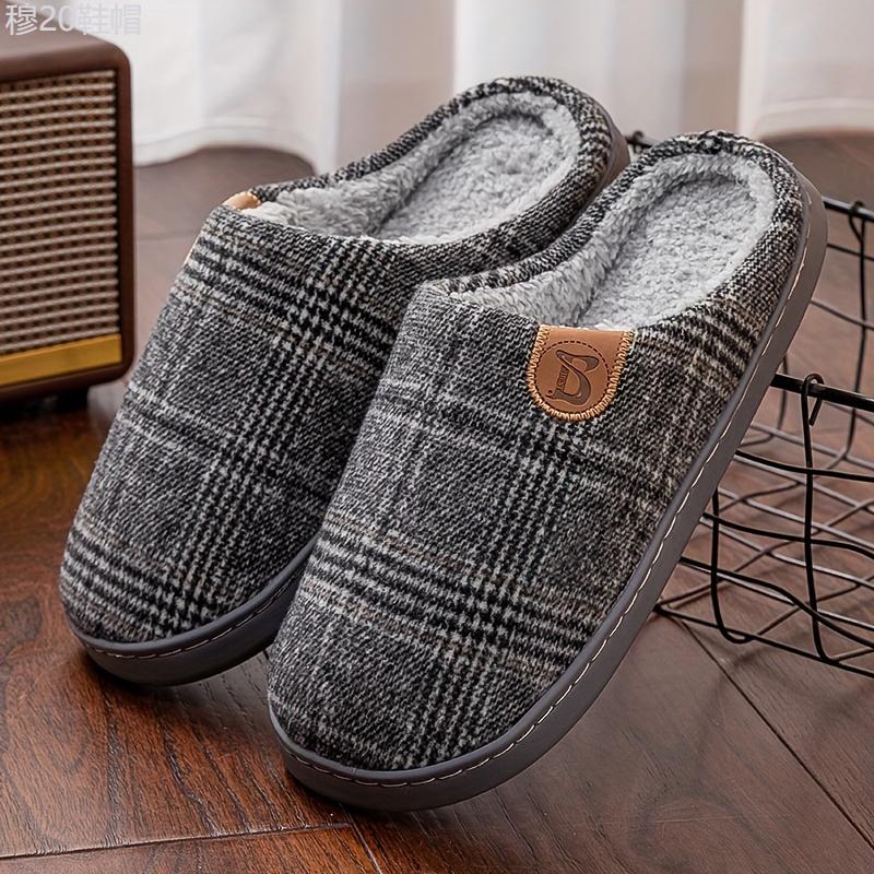 Men's PLUS SIZE Soft Plush Cozy House Slippers, Lightweight Breathable Anti-skid Slip-on Shoes With Fuzzy Lining For Indoor Walking, Autumn And Winter Boy Footwear Walking Shoes Flipflop Slide Comfort Dance