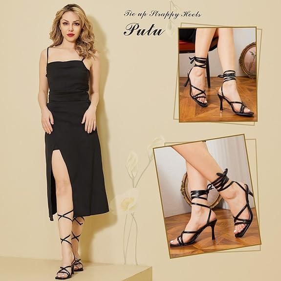 Women's Sexy Tie up Strappy Heeled Sandals for Wedding,Prom,Party,Tie up Stiletto Heels