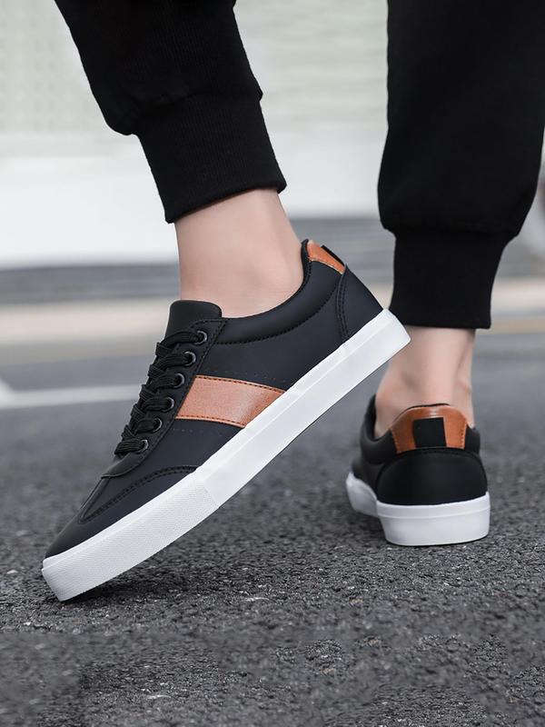 Men's Colorblock Lace Up Low Top Sneakers, Casual Comfortable Breathable Skate Shoes, Fashionable Designer Sneakers for Daily Wear