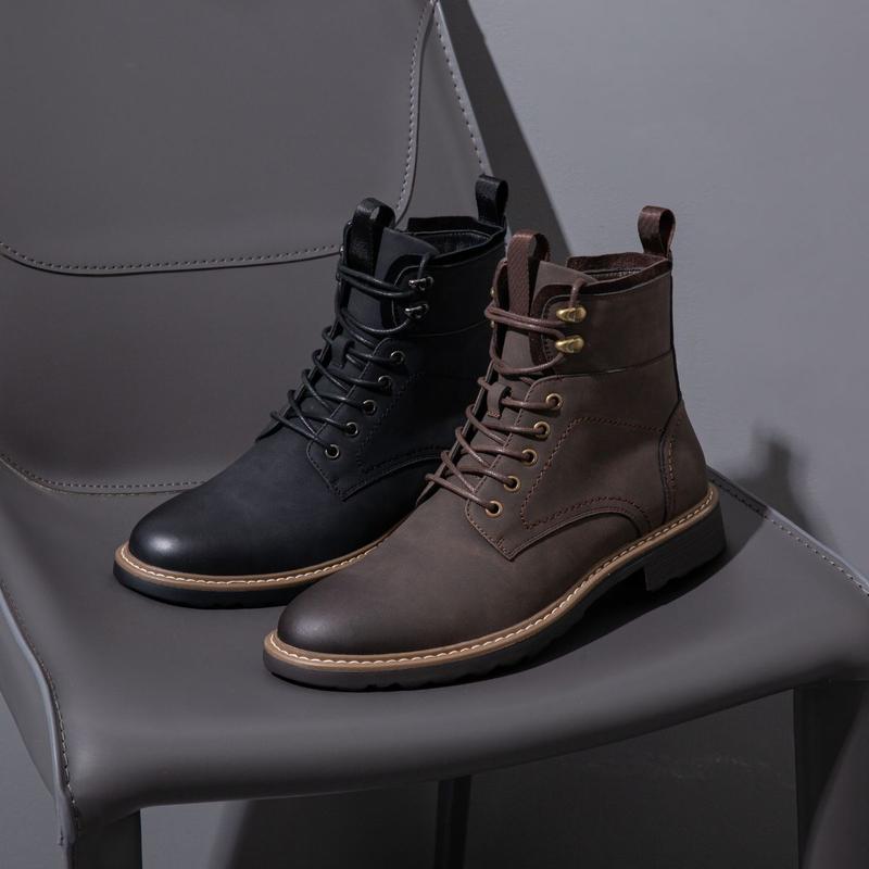 Boots for Men Casual Waterproof Mens Boots Retro Lace Up Motorcycle boots Boy Shoe