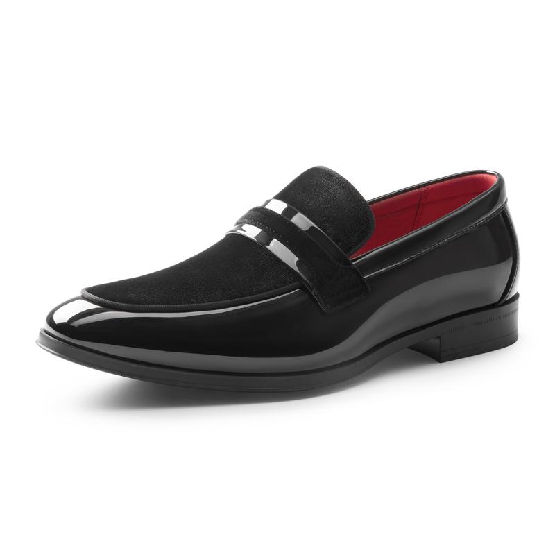 Bruno Marc Men's Tuxedo Patent Loafers Classic Velvet Slip-on Dress Shoes